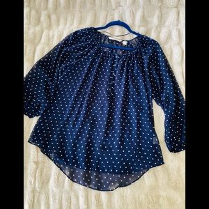 Lauren Conrad - Sheer blue top with white hearts